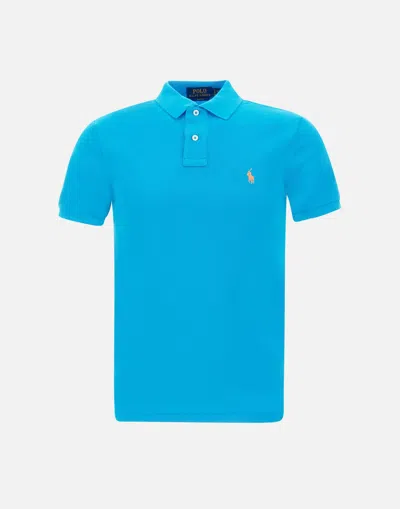 Polo Ralph Lauren Intense Turquoise Cotton Piquet Polo Shirt In Blue