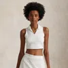 Polo Ralph Lauren Interlock Performance Crop Polo In Ceramic White