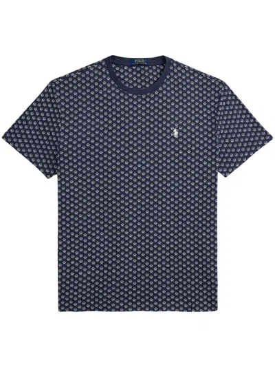 Polo Ralph Lauren Interlock-weave T-shirt In Blue