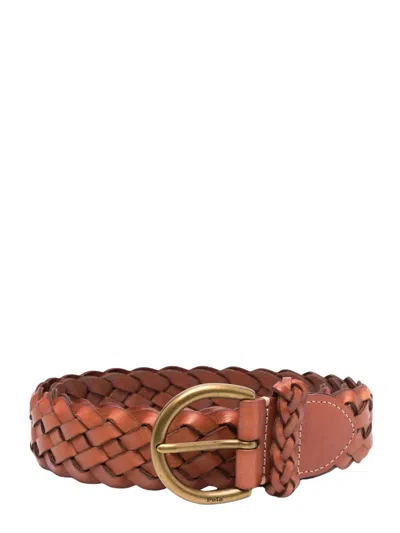 Polo Ralph Lauren Interwoven-design Buckle Belt In Brown