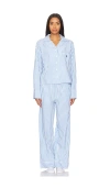 Polo Ralph Lauren Womens White Cloud X Hydrangea Stripe Long-sleeve Cotton Pyjama Set Xl In Wide Stripes