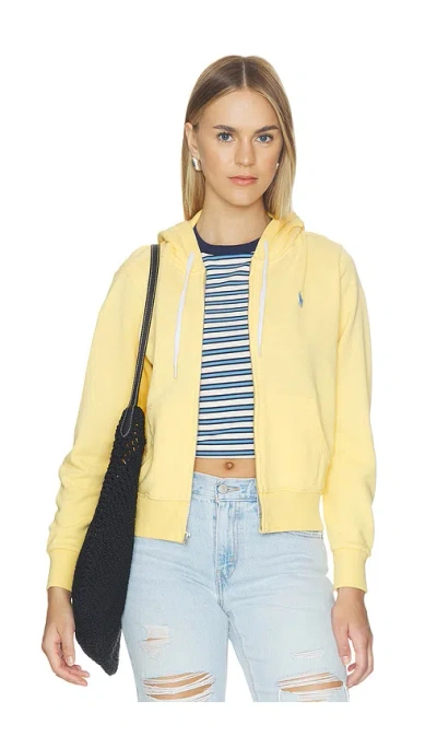 Polo Ralph Lauren Island Fleece Hooded Full Zip Sweatshirt In Yellow