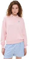 Polo Ralph Lauren Island Fleece Polo Knit Sweatshirt Pink Sand In Pink Sand