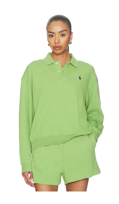 Polo Ralph Lauren Island Fleece Polo Sweatshirt In Green