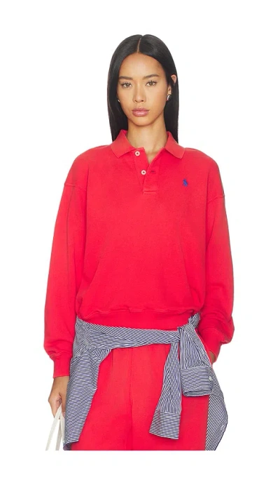 Polo Ralph Lauren Island Fleece Polo Sweatshirt In Red