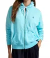 Polo Ralph Lauren Island Lightweight Fleece Full Zip Hoodie In Turquoise Nova In Blue