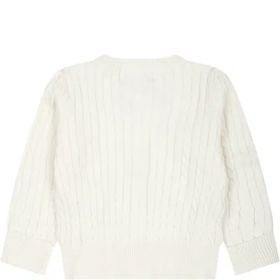 Polo Ralph Lauren Ivory Cardigan For Babygirl With Iconic Pony