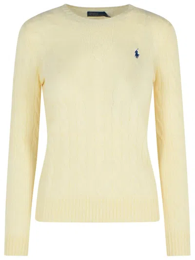 Polo Ralph Lauren Ivory Cashmere Blend Sweater In Yellow