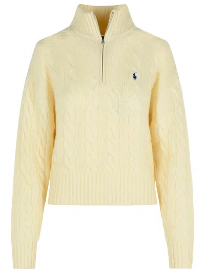 Polo Ralph Lauren Ivory Cashmere Blend Sweater In Multi