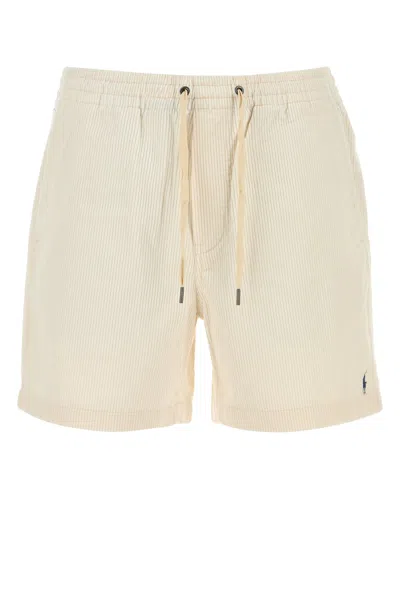 Polo Ralph Lauren Ivory Corduroy Bermuda Shorts In Yellow