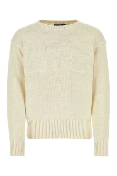Polo Ralph Lauren Ivory Cotton Blend Sweater In Cream