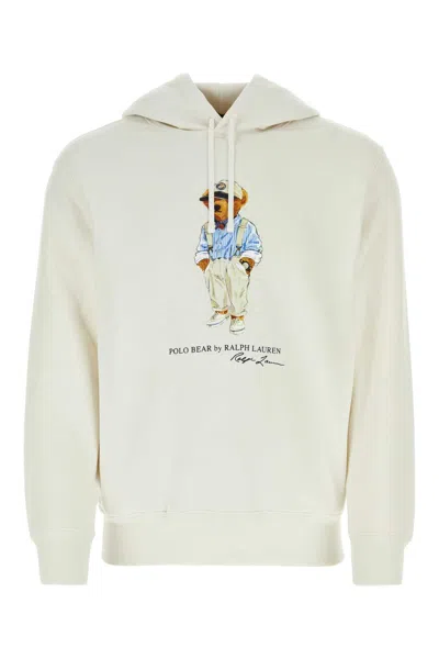Polo Ralph Lauren Ivory Cotton Blend Sweatshirt In Deckwishwhthmgwybear