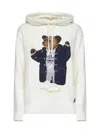 Polo Ralph Lauren Womens Parchment Cream Polo Bear-intarsia Hooded Cotton And Linen-blend Knitted Jumper Xs In White