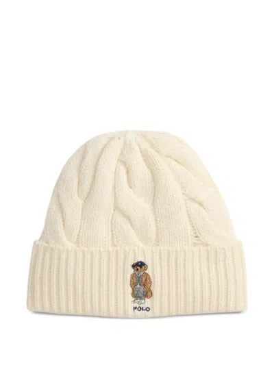 POLO RALPH LAUREN POLO RALPH LAUREN IVORY WOOL BLEND BEANIE HAT