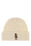 Polo Ralph Lauren Cream Polo Bear Wool Blend Beanie In Neutral