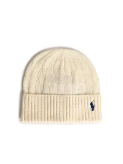 Polo Ralph Lauren Ivory Wool Blend Beanie In White