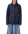 Polo Ralph Lauren Quilted Barn Jacket With Corduroy Collar In Blue