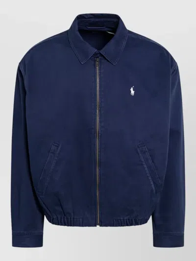 Polo Ralph Lauren Jacket Elasticated Hem Side Pockets Design In Blue