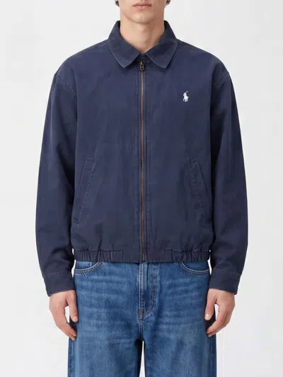 Polo Ralph Lauren Harrington Relaxed Fit Cotton Jacket With Embroidered Logo In Blue