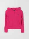 Polo Ralph Lauren Kids' Mini-cable Cotton Full-zip Hoodie In Fuchsia