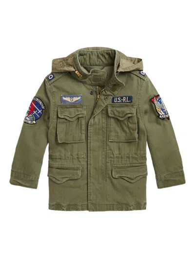 Polo Ralph Lauren Kids' Jacket With Patchwork Design In Green