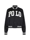 Polo Ralph Lauren Satin Bomber Jacket With Contrast Details In Black