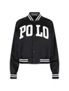 Polo Ralph Lauren Satin Bomber Jacket With Contrast Details In Black