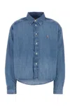 Polo Ralph Lauren Cropped Boxy Chambray Denim Shirt In Blue
