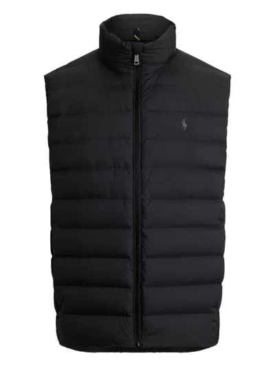 Polo Ralph Lauren Mens Black Embroidered-logo Insulated Shell Gilet