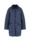 Polo Ralph Lauren Corduroy Collar Quilted Front Pockets Jacket In Blue