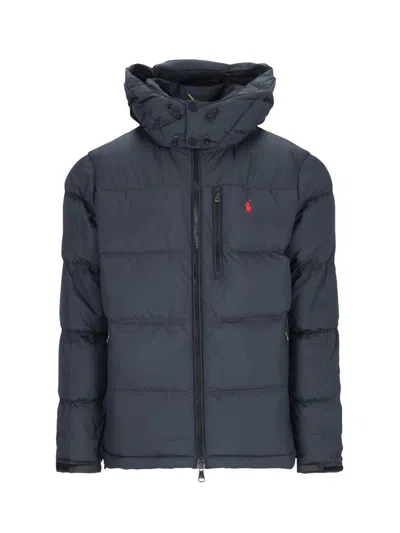 Polo Ralph Lauren Logo Short Down Jacket In Blue