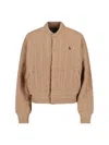 Polo Ralph Lauren Beige Wool And Cashmere Bomber Jacket Relaxed Fit In Brown