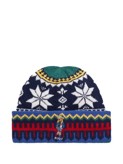 Polo Ralph Lauren Jacquard Ribbed Knit Beanie In Blue