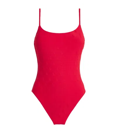 Polo Ralph Lauren Jacquard Swimsuit In Red