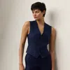 Polo Ralph Lauren Jaiden Linen Vest In Lux Navy