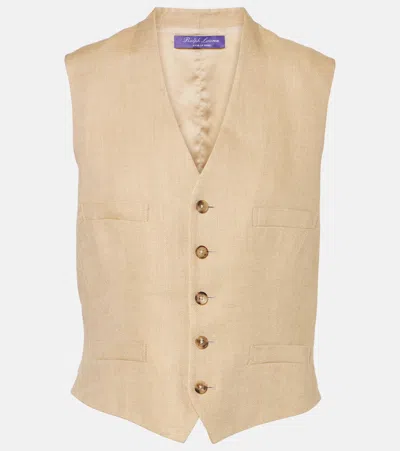 Polo Ralph Lauren Jaiden Silk And Linen Vest In Beige