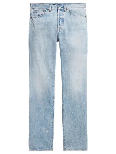Polo Ralph Lauren Relaxed Straight-fit Jeans With Splatter Print In Blue
