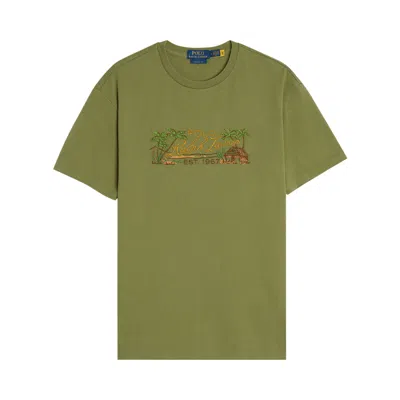 Pre-owned Polo Ralph Lauren Jersey Knit Artisinal Embroidered Logo Short-sleeve 'tree Green' | Men's Size Xxl