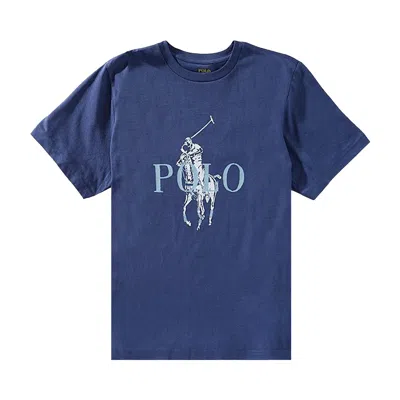 Pre-owned Polo Ralph Lauren Jersey Knit Polo Player Graphic T-shirt 'light Navy' | Blue | Kid's Size Xl
