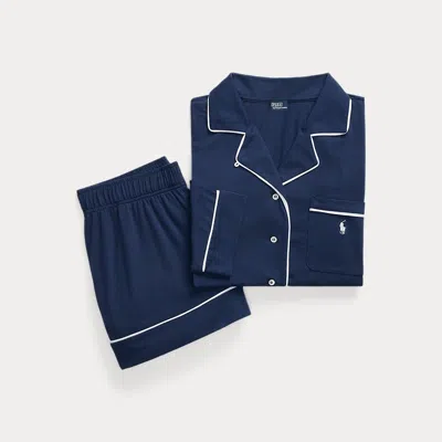 Polo Ralph Lauren Jersey Long-sleeve Pyjama Set In Blue