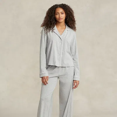Polo Ralph Lauren Jersey Long-sleeve Pyjama Set In Grey