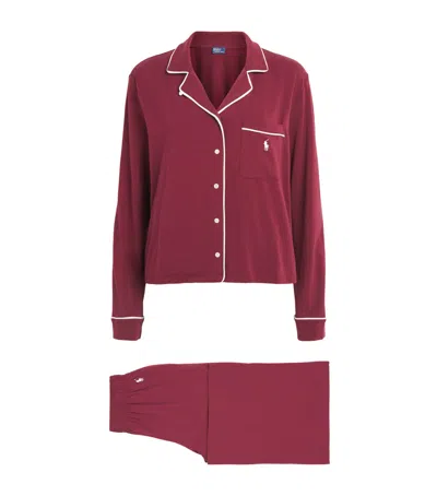Polo Ralph Lauren Jersey Pyjama Set In Burgundy