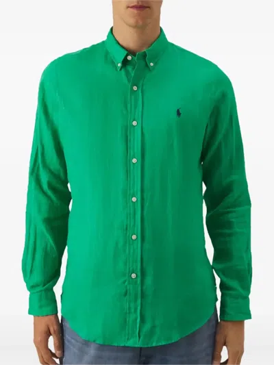 Polo Ralph Lauren Polo Pony Cotton Shirt In Green