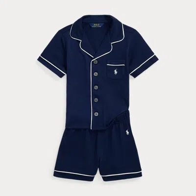 Polo Ralph Lauren Kids' Jersey Sleep Set In Newport Navy