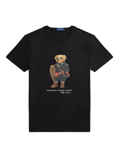 Polo Ralph Lauren Slim-fit Crew Neck T-shirt With Graphic Bear Print In Black