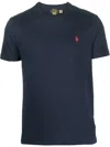 Polo Ralph Lauren Blue Crewneck T-shirt With Pony Embroidery On The Front In Blue