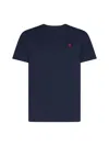 Polo Ralph Lauren Custom Slim Fit Blue Crewneck T-shirt With Pony Embroidery On The Front In Cotton Man In Blue