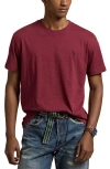 Polo Ralph Lauren Custom Slim Fit Jersey Crewneck T-shirt Man T-shirt Burgundy Size L Cotton In Vintage Port Heather