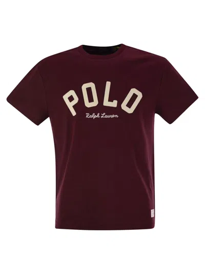 Polo Ralph Lauren Jersey T-shirt With Classic-fit Logo In Bordeaux