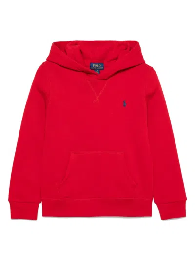Polo Ralph Lauren Kids' Jersey-texture Hoodie In Red